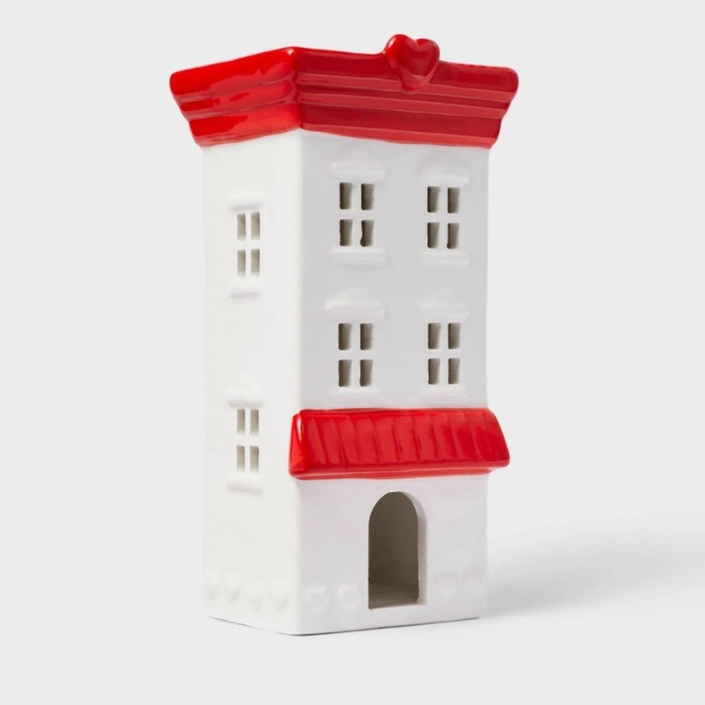 Valentine’s Day Spritz‎ Valentine Ceramic Tall Building Figurine Red/White